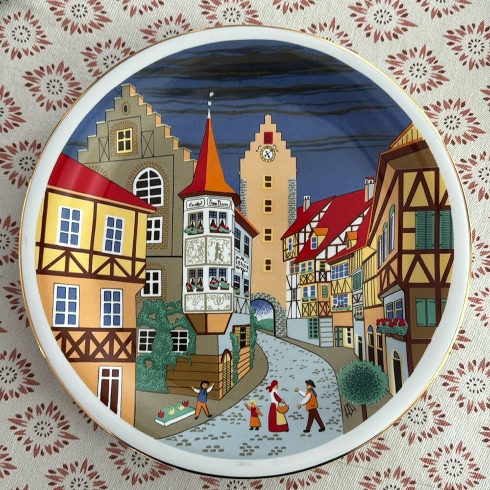 Schmidt Porcelain Plate Decorative Village Scene Leart